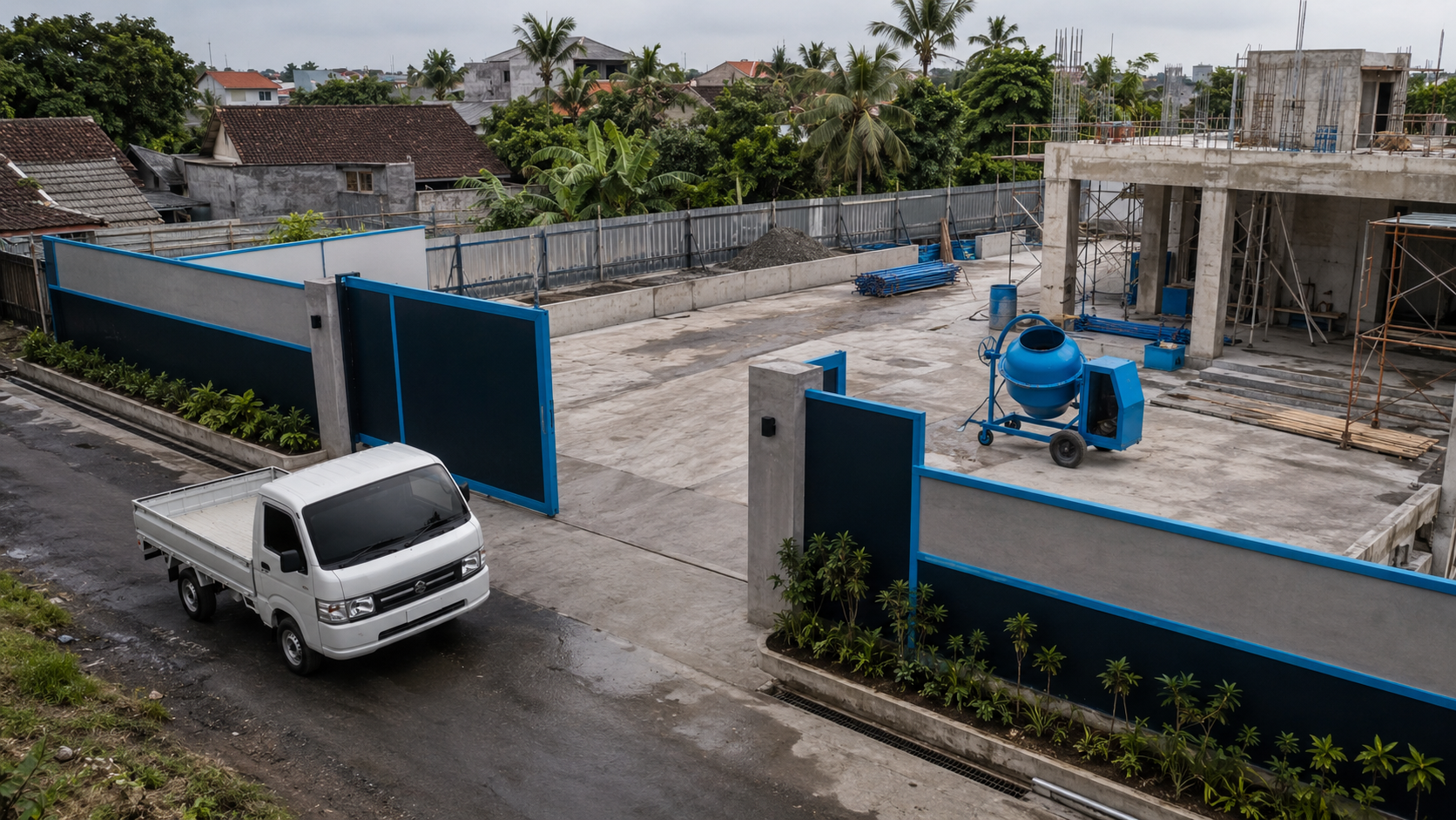 Pemeriksaan akses proyek untuk pengiriman Molen Cor